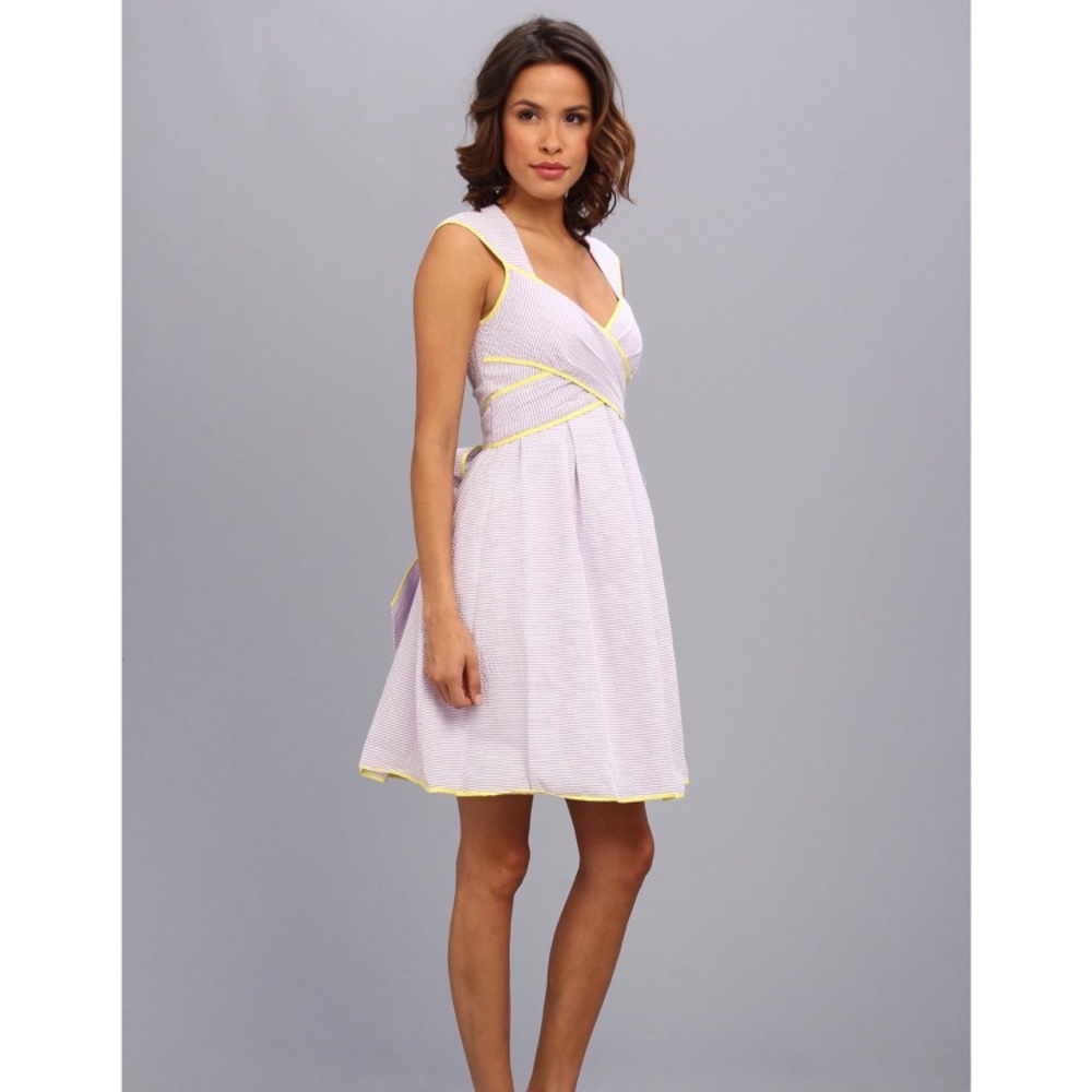 Pinstriped sleeveless dress.